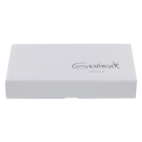 Cruz em vidro branco com corpo em fios de platina 21x13 cm