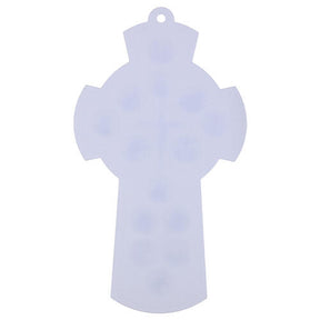 Cruz Via Sacra vidro branco 14 estações 34x19 cm