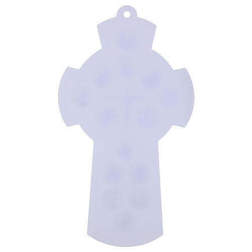 Cruz Via Sacra vidro branco 14 estações 34x19 cm