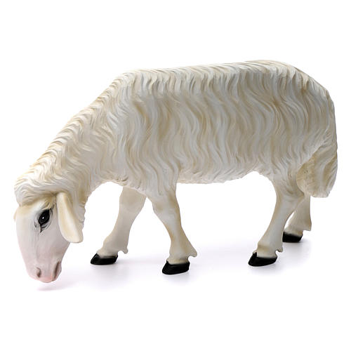 Duas ovelhas para Presépio com figuras de altura média 80 cm fibra de vidro pintada PARA EXTERIOR