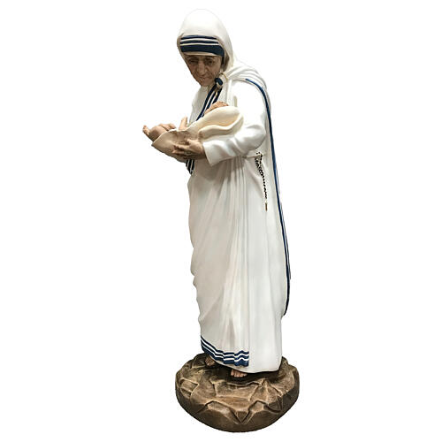Estátua Madre Teresa de Calcutá com criança fibra de vidro 60 cm