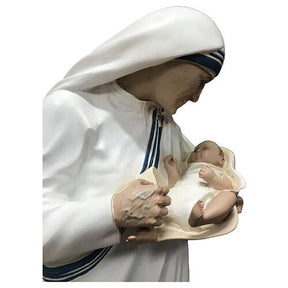 Estátua Madre Teresa de Calcutá com criança fibra de vidro 60 cm