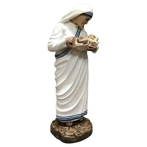 Estátua Madre Teresa de Calcutá com criança fibra de vidro 60 cm