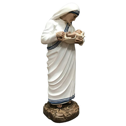 Estátua Madre Teresa de Calcutá com criança fibra de vidro 60 cm