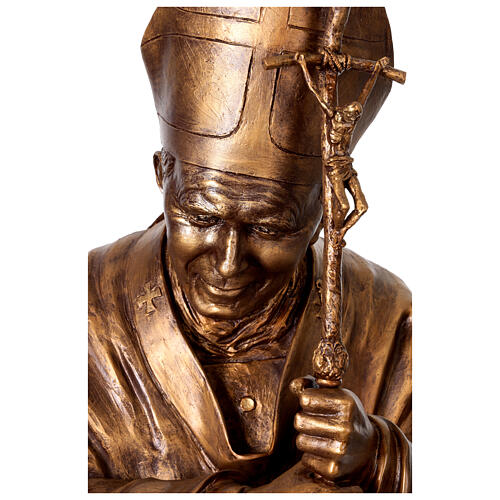 Estátua Papa João Paulo II em fibra de vidro tipo bronze Lando Landi 165 cm