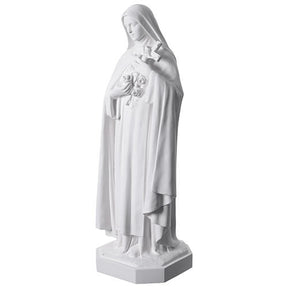 Estátua Santa Teresa em fibra de vidro branca com crucifixo e rosas para exterior 130 cm