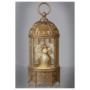 Gaiola vidro purpurina Anjo 30x10x10 cm LED