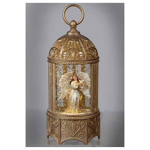 Gaiola vidro purpurina Anjo 30x10x10 cm LED