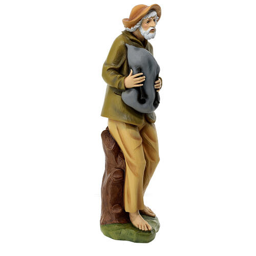 Gaiteiro 80 cm presépio fibra de vidro pintada