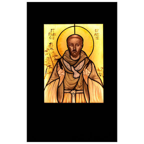 Ícone de São Francisco de Assis com pomba vidro colorido