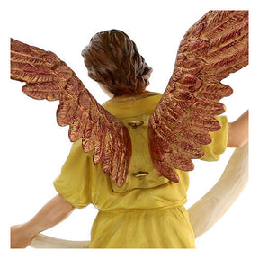 Imagem Anjo Glória 55 cm fibra de vidro pintada para presépio Lando Landi altura média 65 cm; exterior