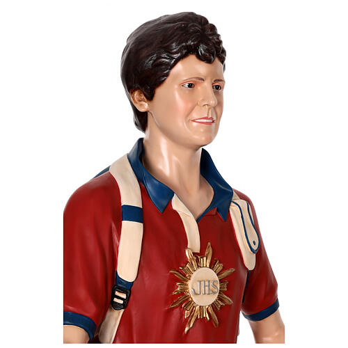 Imagem Carlo Acutis fibra de vidro colorida 175 cm olhos vidro