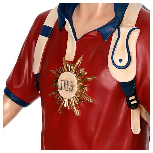 Imagem Carlo Acutis fibra de vidro colorida 175 cm olhos vidro