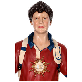 Imagem Carlo Acutis fibra de vidro colorida 175 cm olhos vidro