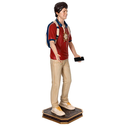 Imagem Carlo Acutis fibra de vidro colorida 175 cm olhos vidro