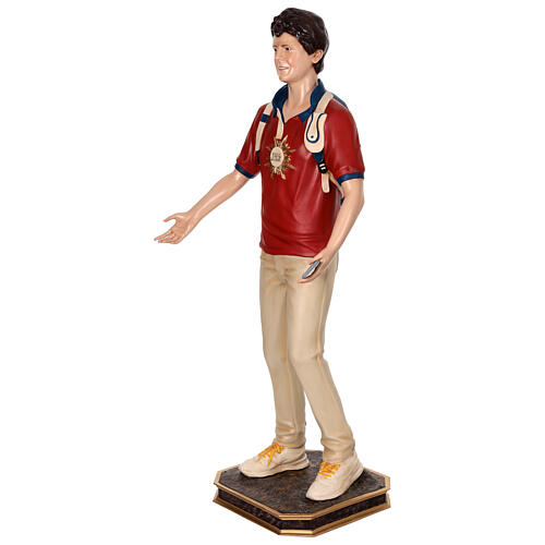 Imagem Carlo Acutis fibra de vidro colorida 175 cm olhos vidro