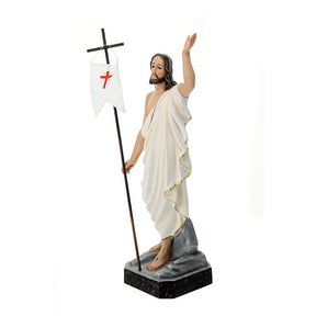 Imagem Cristo Ressuscitado olhos de vidro Fibra de Vidro Pintada 85 cm