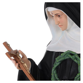 Imagem fibra de vidro pintada Santa Rita de Cássia olhos de vidro 100 cm