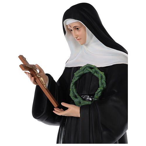 Imagem fibra de vidro pintada Santa Rita de Cássia olhos de vidro 100 cm