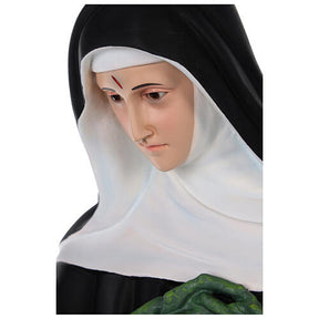 Imagem fibra de vidro pintada Santa Rita de Cássia olhos de vidro 100 cm