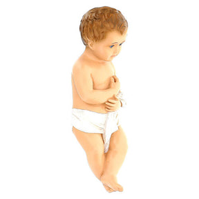 Imagem Menino Jesus com berço fibra de vidro olhos de cristal para presépio Landi com figuras de altura média 65 cm; exterior