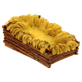 Imagem Menino Jesus com berço fibra de vidro olhos de cristal para presépio Landi com figuras de altura média 65 cm; exterior