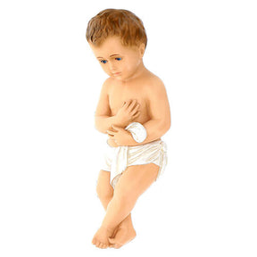 Imagem Menino Jesus com berço fibra de vidro olhos de cristal para presépio Landi com figuras de altura média 65 cm; exterior