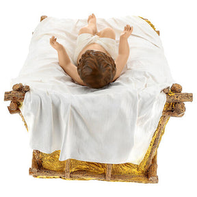 Imagem Menino Jesus com berço fibra de vidro pintada para presépio Landi com figuras de altura média 160 cm; exterior