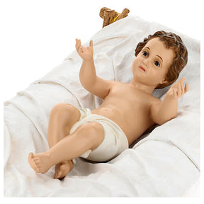 Imagem Menino Jesus com berço fibra de vidro pintada para presépio Landi com figuras de altura média 160 cm; exterior