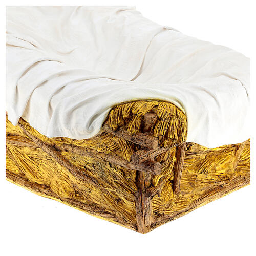 Imagem Menino Jesus com berço fibra de vidro pintada para presépio Landi com figuras de altura média 160 cm; exterior