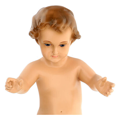 Imagem Menino Jesus fibra de vidro pintada 33 cm para presépio Landi altura média 100 cm; exterior