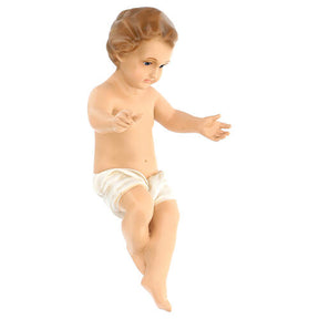 Imagem Menino Jesus fibra de vidro pintada 33 cm para presépio Landi altura média 100 cm; exterior