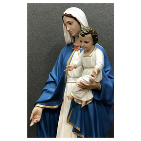 Imagem Nossa Senhora com o Menino Jesus fibra de vidro pintada 170 cm