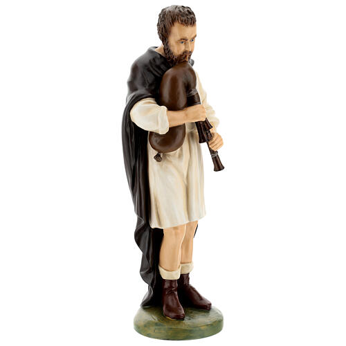 Imagem pastor gaiteiro fibra de vidro pintada para presépio Landi altura média 65 cm; exterior