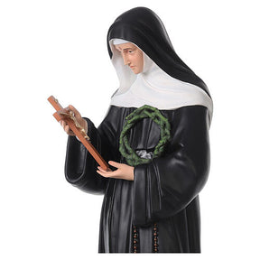 Imagem Santa Rita de Cássia crucifixo fibra de vidro pintada 100 cm