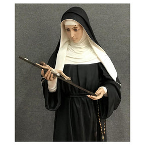 Imagem Santa Rita de Cássia hábito agostiniano fibra de vidro pintada 160 cm