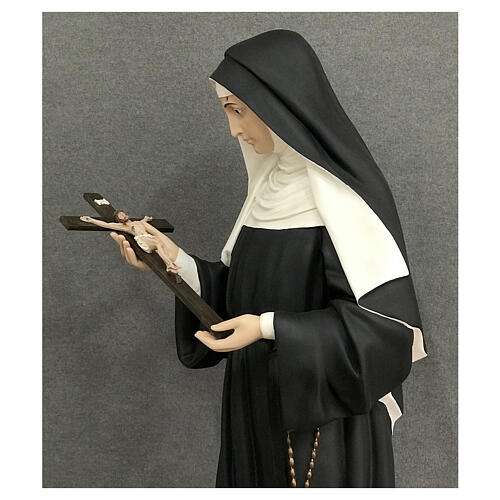 Imagem Santa Rita de Cássia hábito agostiniano fibra de vidro pintada 160 cm