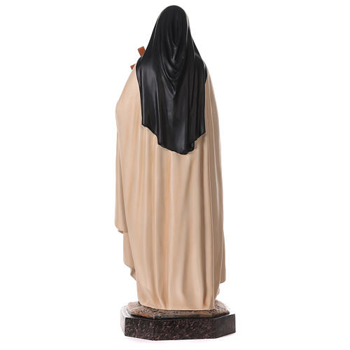 Imagem Santa Teresinha do Menino Jesus crucifixo e rosas fibra de vidro pintada 130 cm