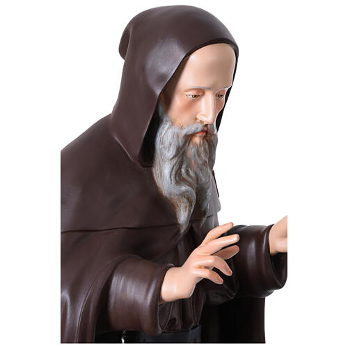 Imagem Santo Antão do Deserto com bastão e sino fibra de vidro pintada 120 cm