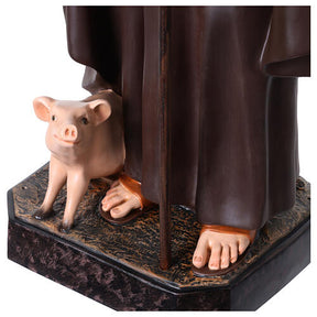 Imagem Santo Antão do Deserto com bastão e sino fibra de vidro pintada 120 cm