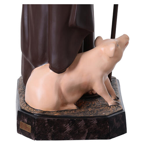 Imagem Santo Antão do Deserto com bastão e sino fibra de vidro pintada 120 cm