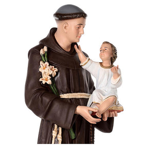 Imagem Santo António de Lisboa cíngulo dourado fibra de vidro pintada 85 cm