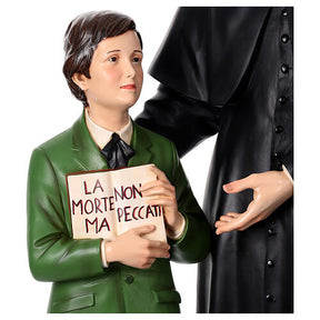 Imagem São João Bosco e São Domingo Sávio 170 cm olhos de vidro fibra de vidro