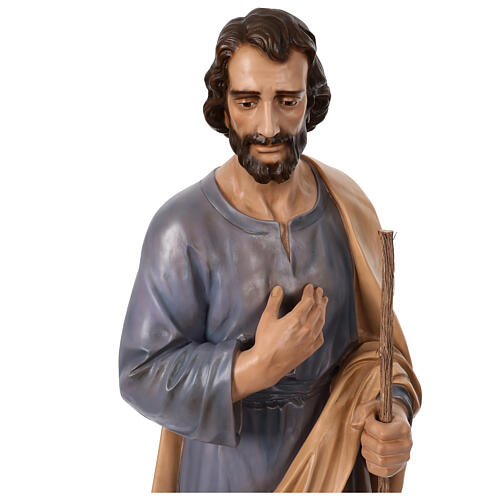 Imagem São José fibra de vidro olhos de cristal pintada presépio Landi altura média 160 cm para exterior