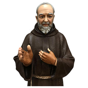 Imagem São Padre Pio de Pietrelcina olhos de vidro 110 cm Fibra de Vidro Pintada