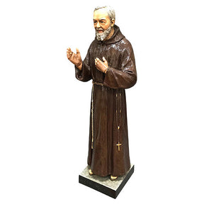 Imagem São Padre Pio de Pietrelcina 82 cm Fibra de Vidro Pintada PARA EXTERIOR
