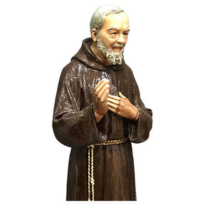 Imagem São Padre Pio de Pietrelcina 82 cm Fibra de Vidro Pintada PARA EXTERIOR