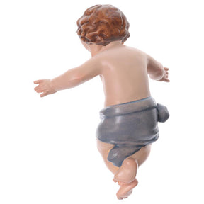 Menino Jesus braços abertos pano azul fibra de vidro