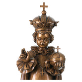 Menino Jesus de Praga para exterior efeito bronze Val Gardena fibra de vidro 60 cm