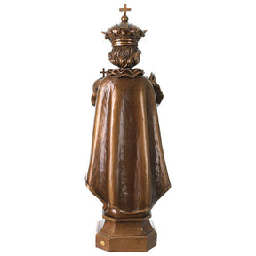 Menino Jesus de Praga para exterior efeito bronze Val Gardena fibra de vidro 60 cm